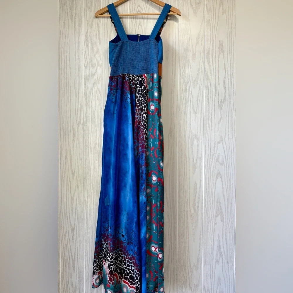 PLAY ON Expression Boho Mixed Print Maxi Dress Blue Teal S/M - Picture 3 of 4